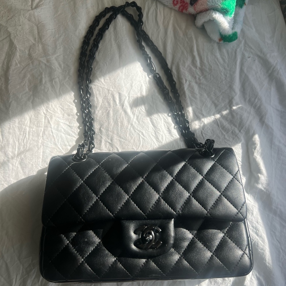 Black Shoulder or Crossbody Leather Purse